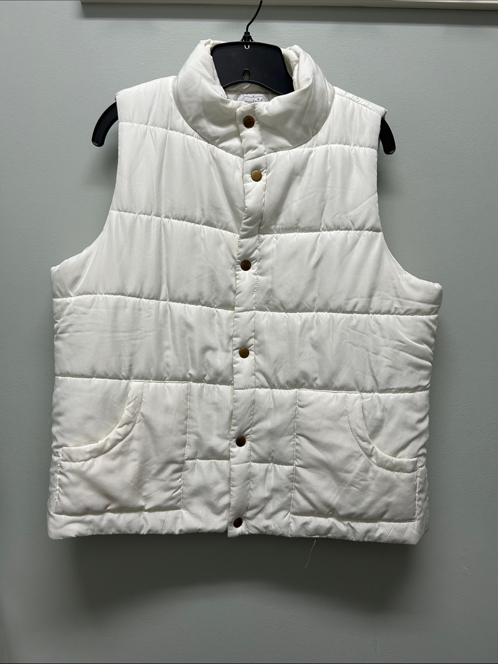 Mud Pie Cream Quilted Puffer Vest with Snap Front